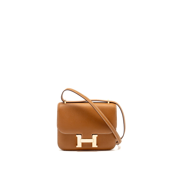 Hermes mini constance epsom gold RGHW stamp K