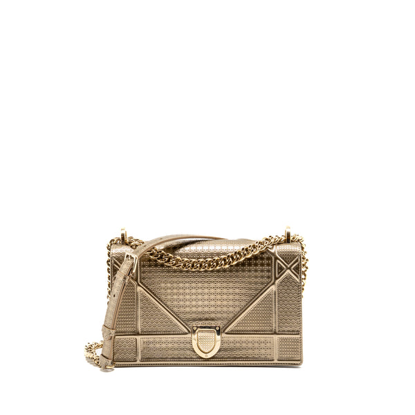 Dior Medium Diorama Metallic Calfskin Light Gold with LGHW