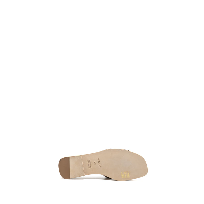 Hermes Size 37.5 Oran Sandals Epsom Etoupe