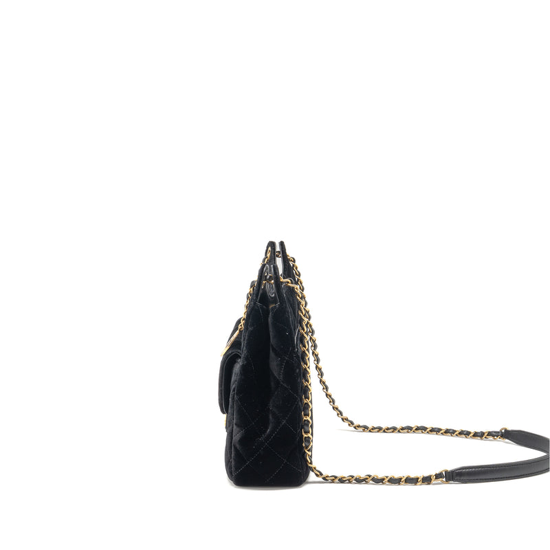 Chanel 23B Hobo Bag Velvet Black GHW (microchip)
