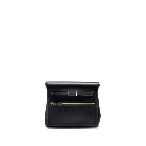 Hermes Herbag Mini Canvas/Hunter Leather Black GHW Stamp K