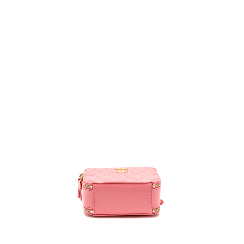 Chanel 22S Letter Top Handle Small Vanity Case Caviar Pink Brushed GHW (Microchip)