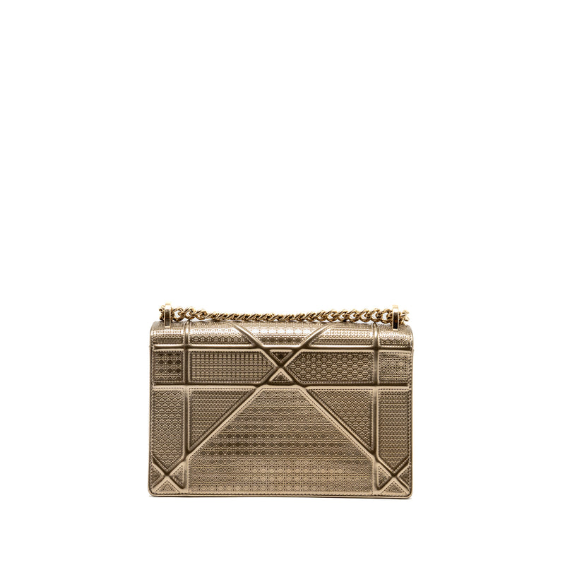 Dior Medium Diorama Metallic Calfskin Light Gold with LGHW