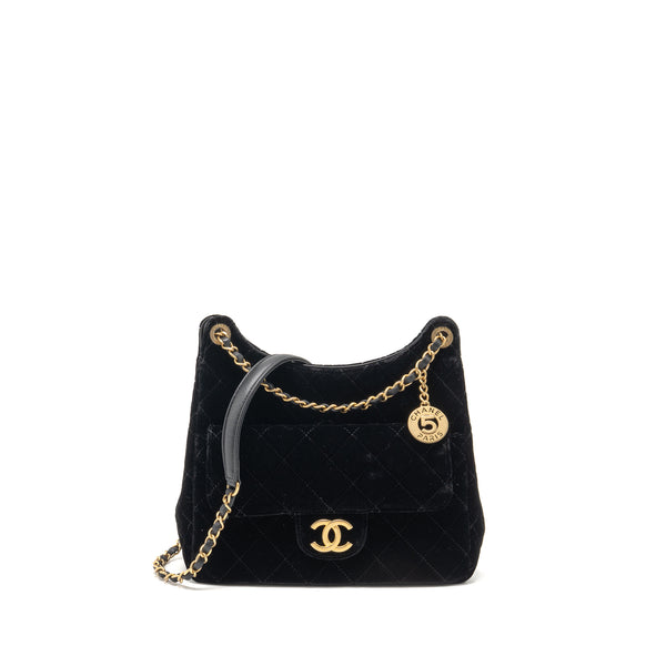 Chanel 23B Hobo Bag Velvet Black GHW (microchip)