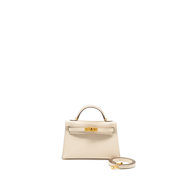 Hermes Mini Kelly II Epsom Nata GHW Stamp U