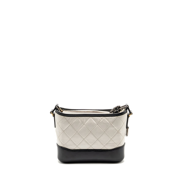 CHANEL Small Gabrielle Hobo Bag Aged Calfskin White/Black Multicolour Hardware