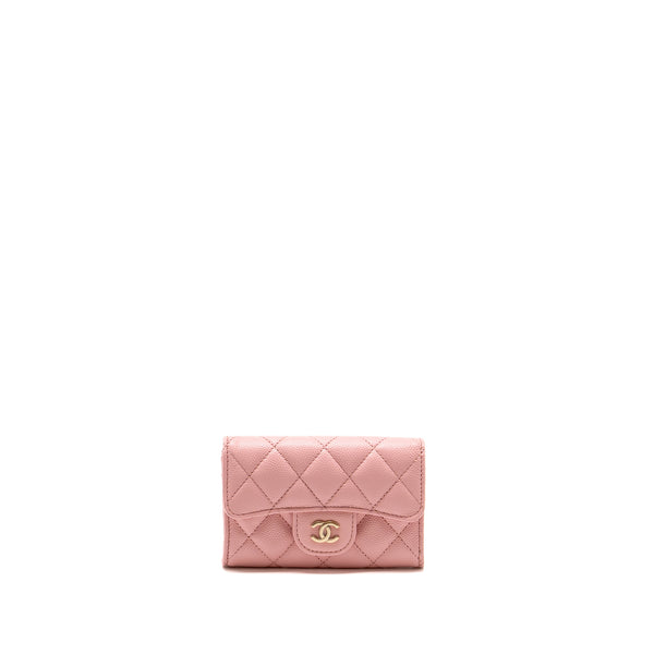Chanel Classic flap card holder caviar pink LGHW