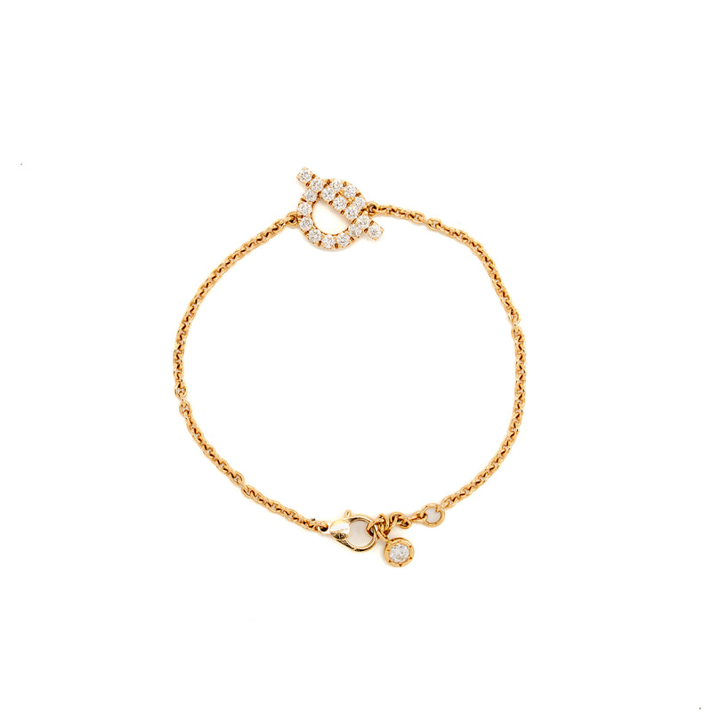 Hermes Size SH Finesse bracelet Rose Gold, Diamonds