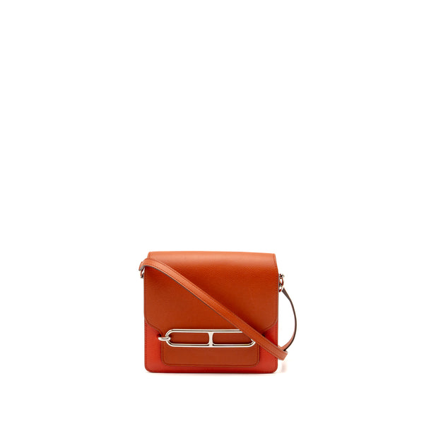 Hermes Mini Roulis Evercolor Bicolor Capucine / Terre Battue SHW Stamp Z