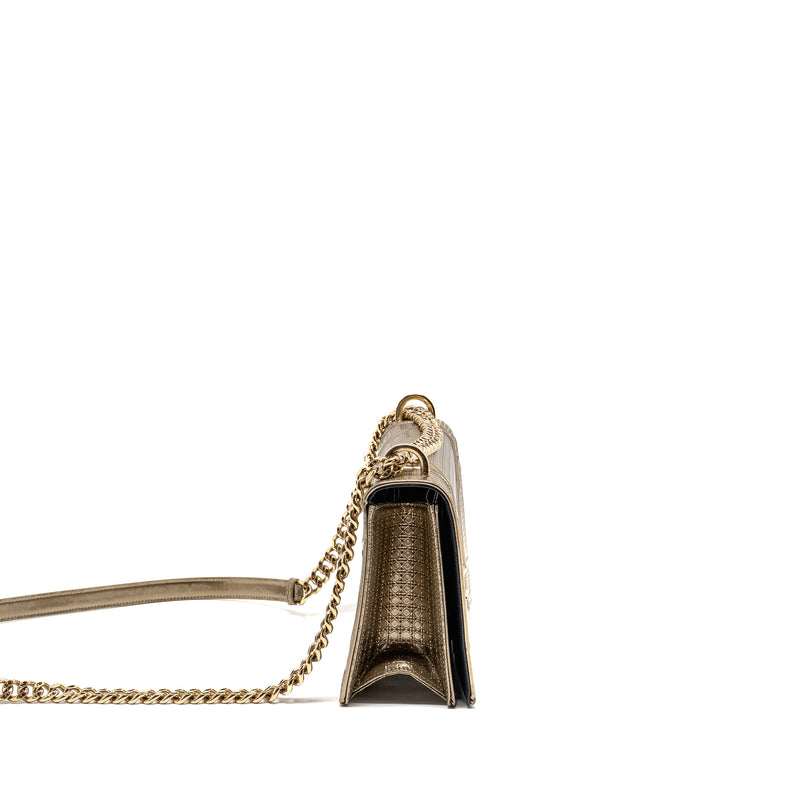 Dior Medium Diorama Metallic Calfskin Light Gold with LGHW