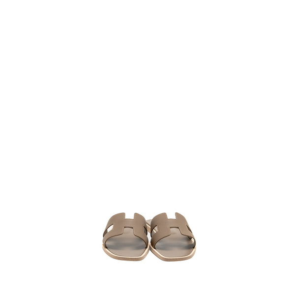 Hermes Size 37.5 Oran Sandals Epsom Etoupe