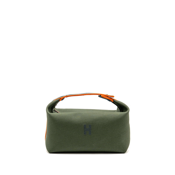 Hermes Bride-A-Brac Case Large Model Canvas Dark Green/Dark Blue/Orange SHW