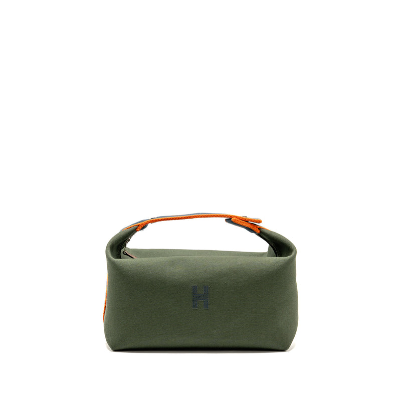 Hermes Bride-A-Brac Case Large Model Canvas Dark Green/Dark Blue/Orange SHW
