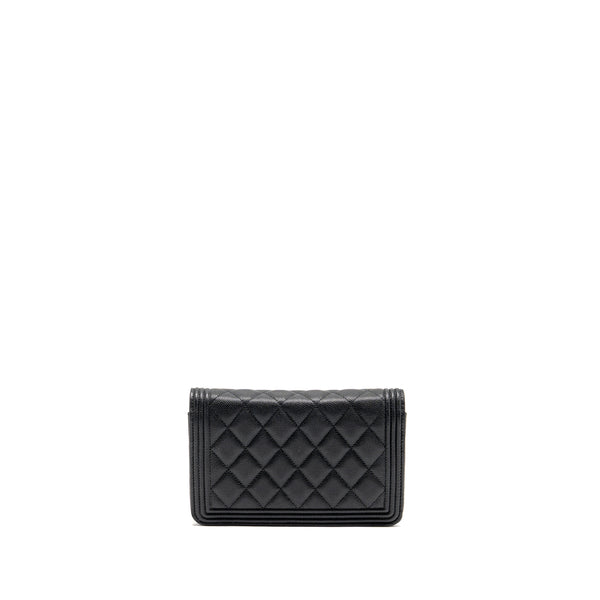 Chanel Boy Wallet on Chain Caviar Black GHW (Microchip)