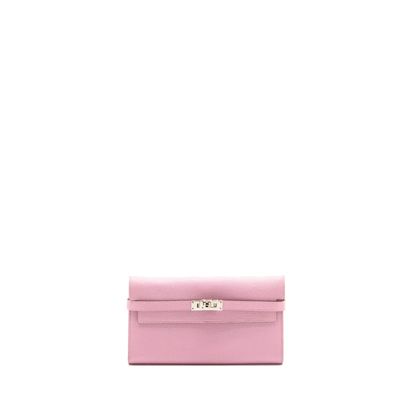 Hermes Kelly Long Wallet Epsom Mauve Sylvestre / Jaune Citron SHW Stamp D