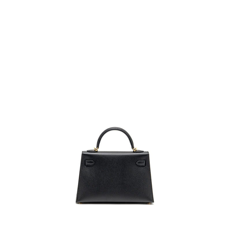 Hermes Mini Kelly II Epsom Black GHW Stamp B