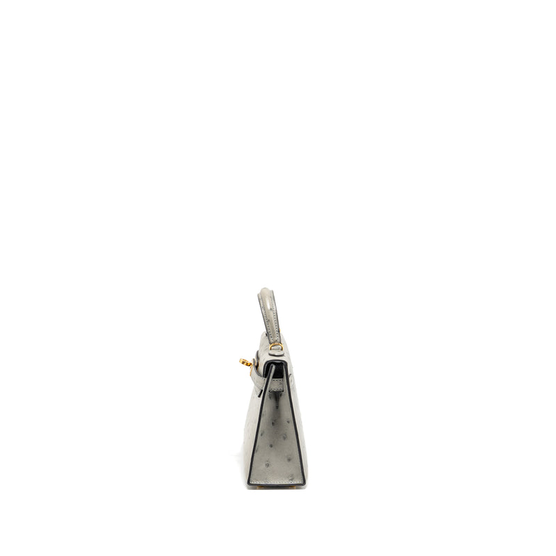 Hermes Mini Kelly II Ostrich Blue Glazier GHW Stamp Y