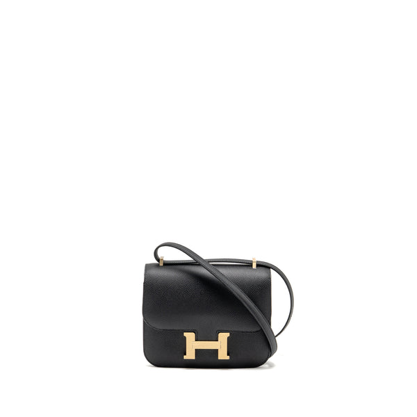 Hermes Mini Constance Epsom Black Brushed GHW Stamp K