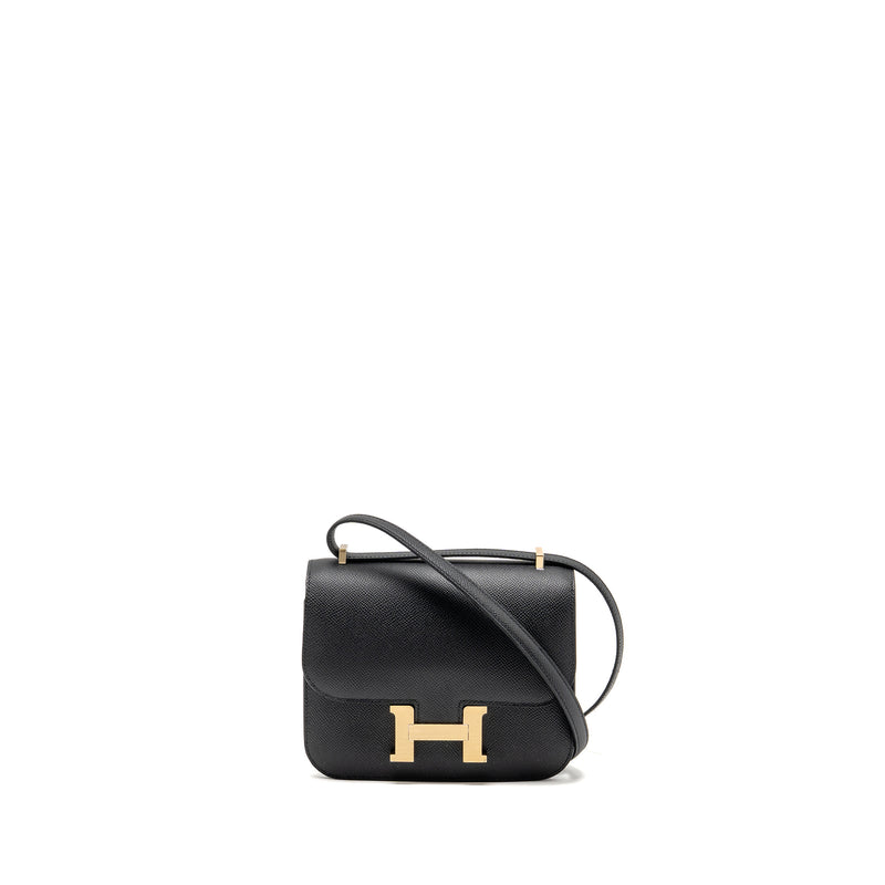 Hermes Mini Constance Epsom Black Brushed GHW Stamp K