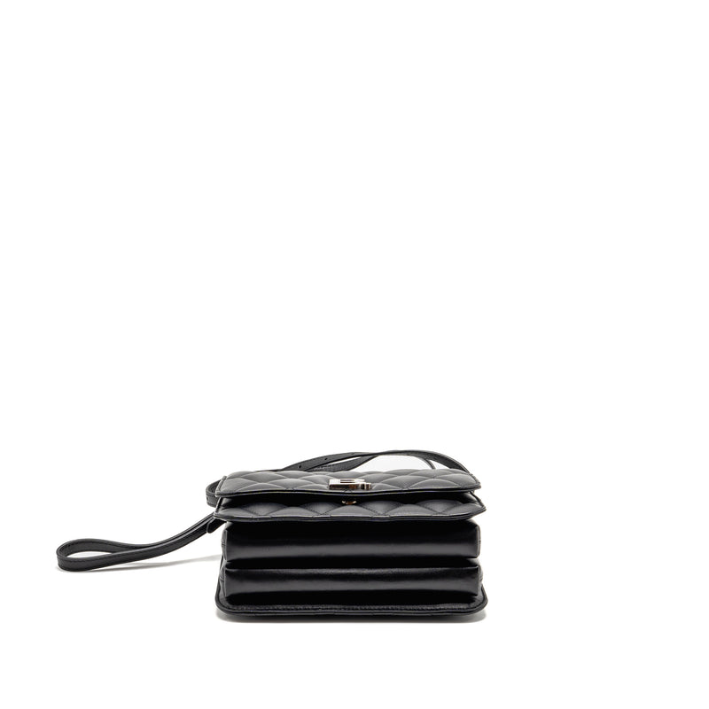 Balenciaga B. Shoulder Bag Quilted Calfskin Black Ruthenium Hardware