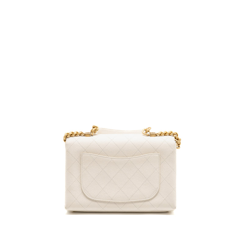 Chanel Chic Affinity Top Handle Flap Bag Caviar White GHW