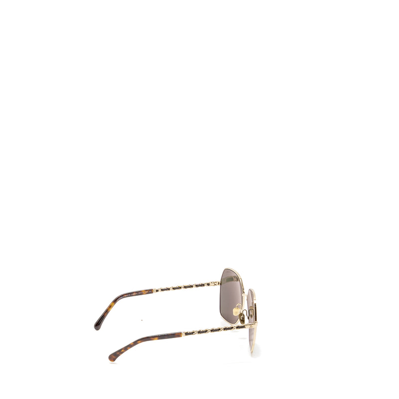 Chanel Sunglasses with Chain Brown Light Gold Tone