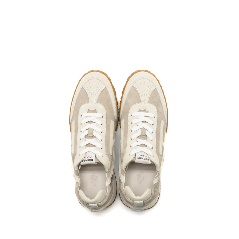 Hermes Size 41 Femme Jet Sneaker Suede Goatskin Beige Esquisse/Glaise