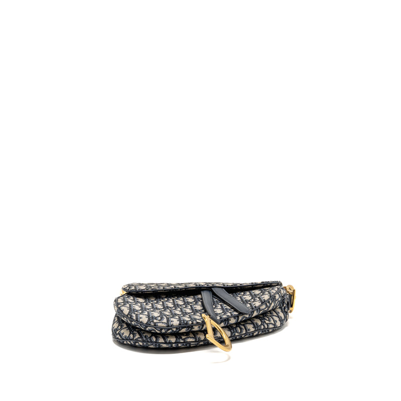 Dior Medium Saddle Bag Oblique Canvas Blue GHW