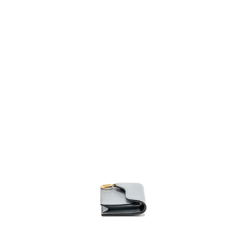 Dior Saddle Bloom Card Holder Goatskin Cloud Blue GHW