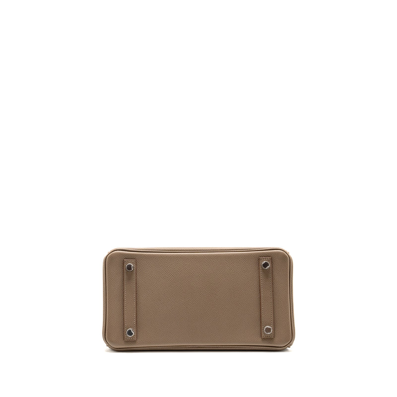 Hermes birkin 25 Epsom etoupe / gris pale / ebene SHW stamp B