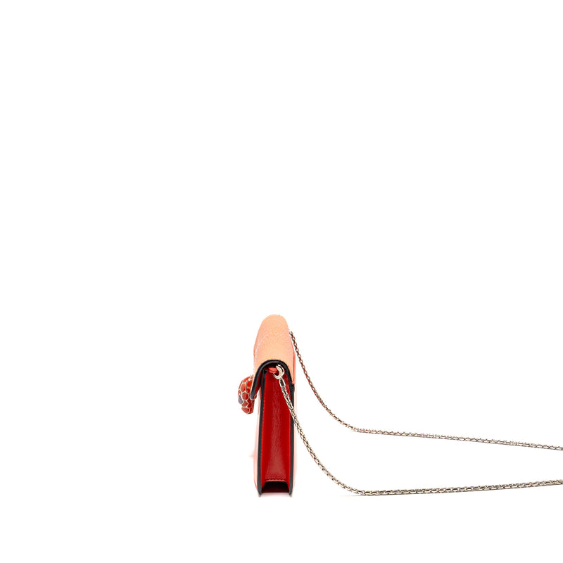 Bvlgari Serpenti Shoulder Bag Galuchat/Calfskin Red SHW