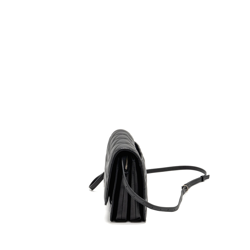 Balenciaga B. Shoulder Bag Quilted Calfskin Black Ruthenium Hardware