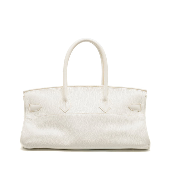 Hermes Shoulder Birkin Clemence White SHW Stamp Square M