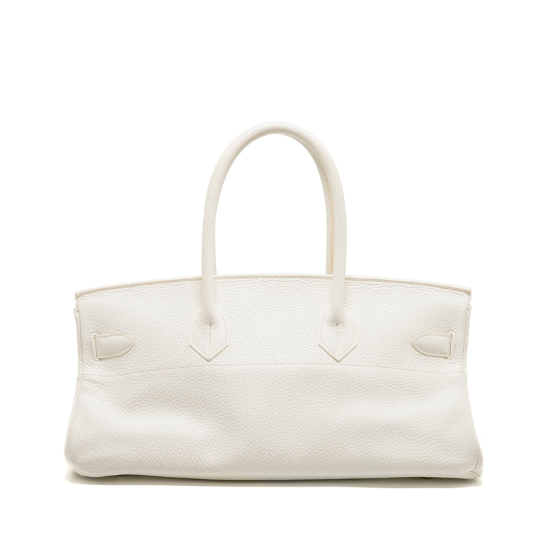Hermes Shoulder Birkin Clemence White SHW Stamp Square M