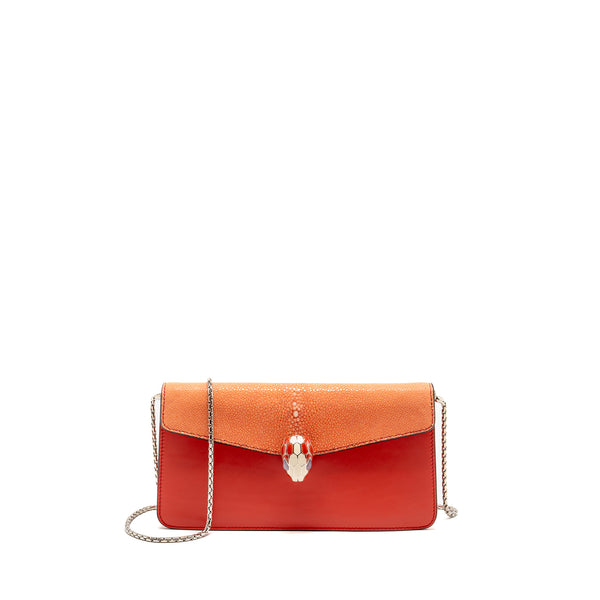 Bvlgari Serpenti Shoulder Bag Galuchat/Calfskin Red SHW