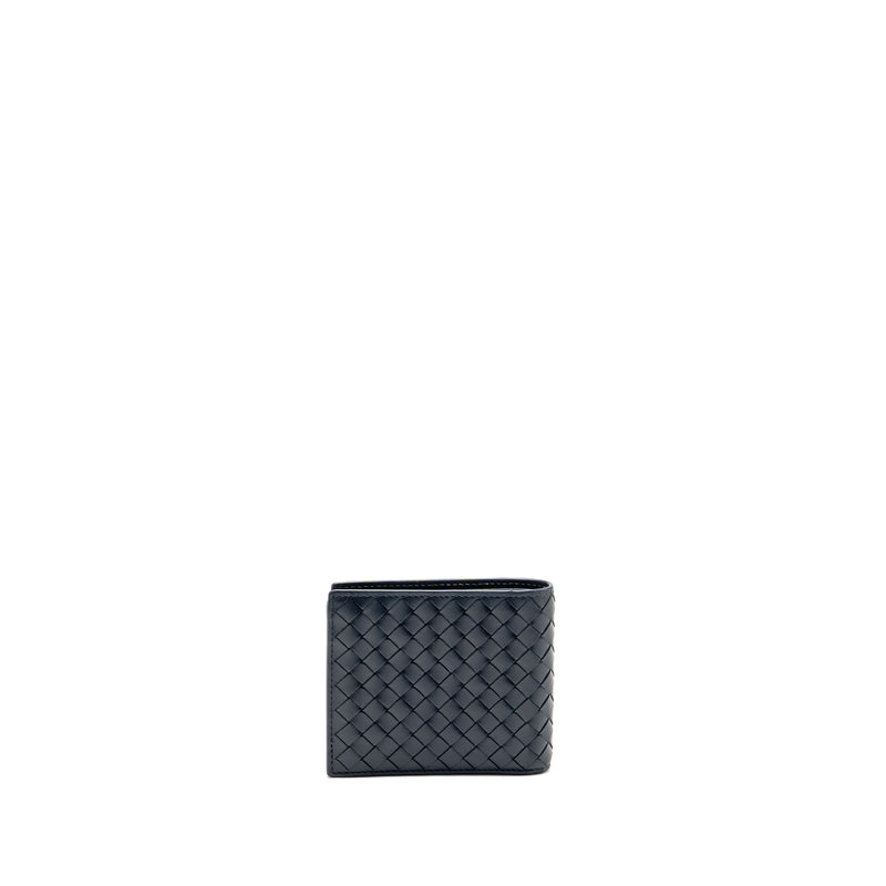Bottega Veneta Intrecciato Piccolo Bi-Fold Wallet Calfskin Navy