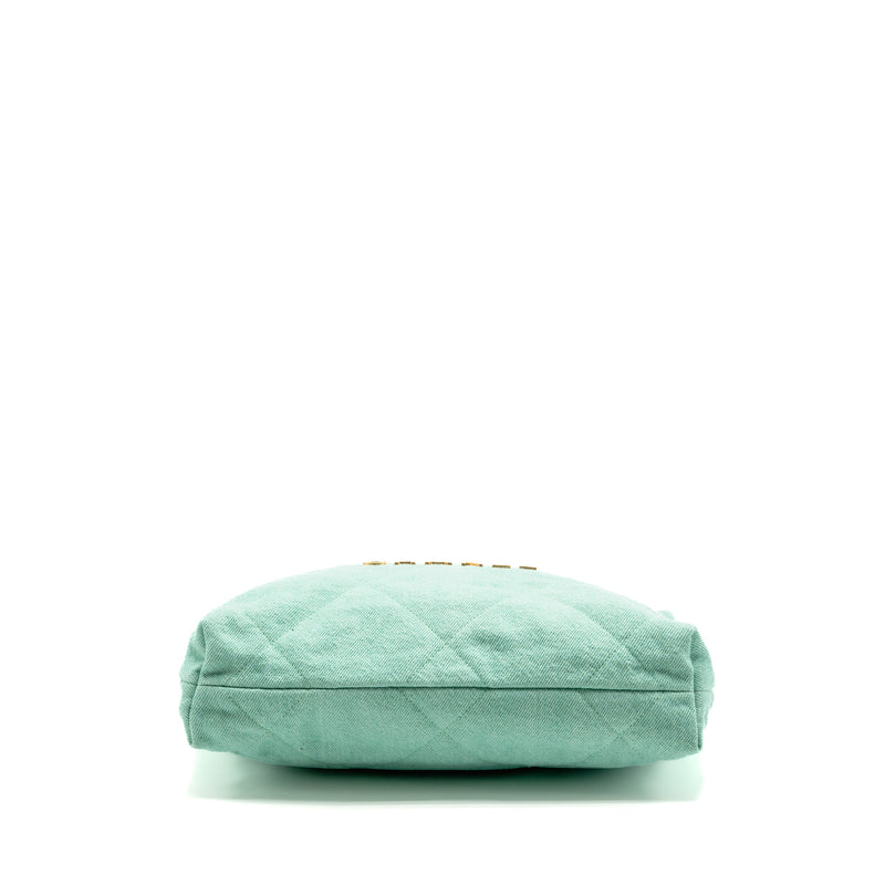 Chanel Small 22 Bag Washed Denim Aqua GHW (Microchip)