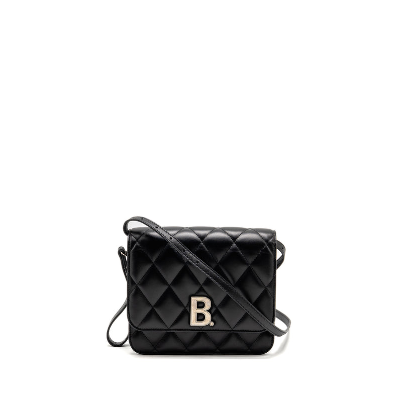 Balenciaga B. Shoulder Bag Quilted Calfskin Black Ruthenium Hardware