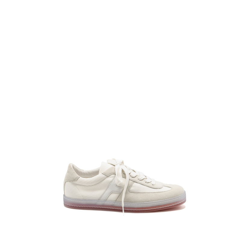 Hermes Size 44 Homme Boomerang Sneaker Mesh/ Calfskin/ Suede Blanc