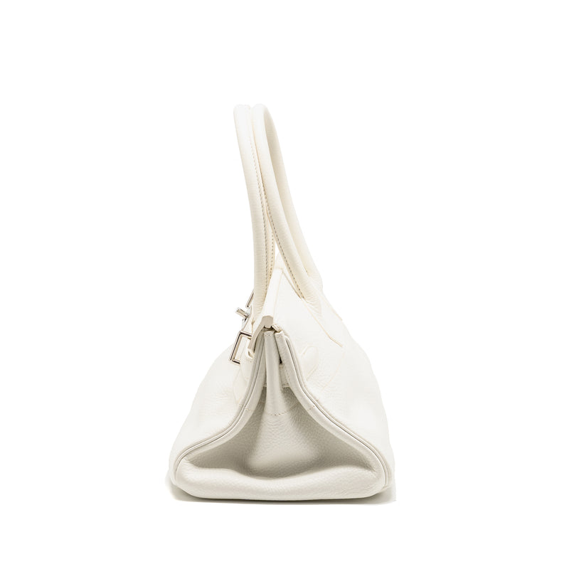 Hermes Shoulder Birkin Clemence White SHW Stamp Square M