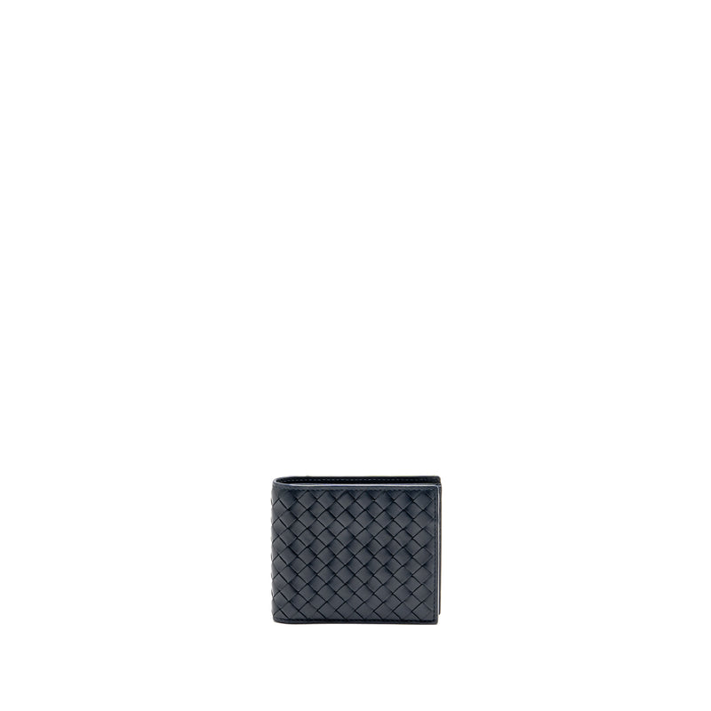 Bottega Veneta Intrecciato Piccolo Bi-Fold Wallet Calfskin Navy