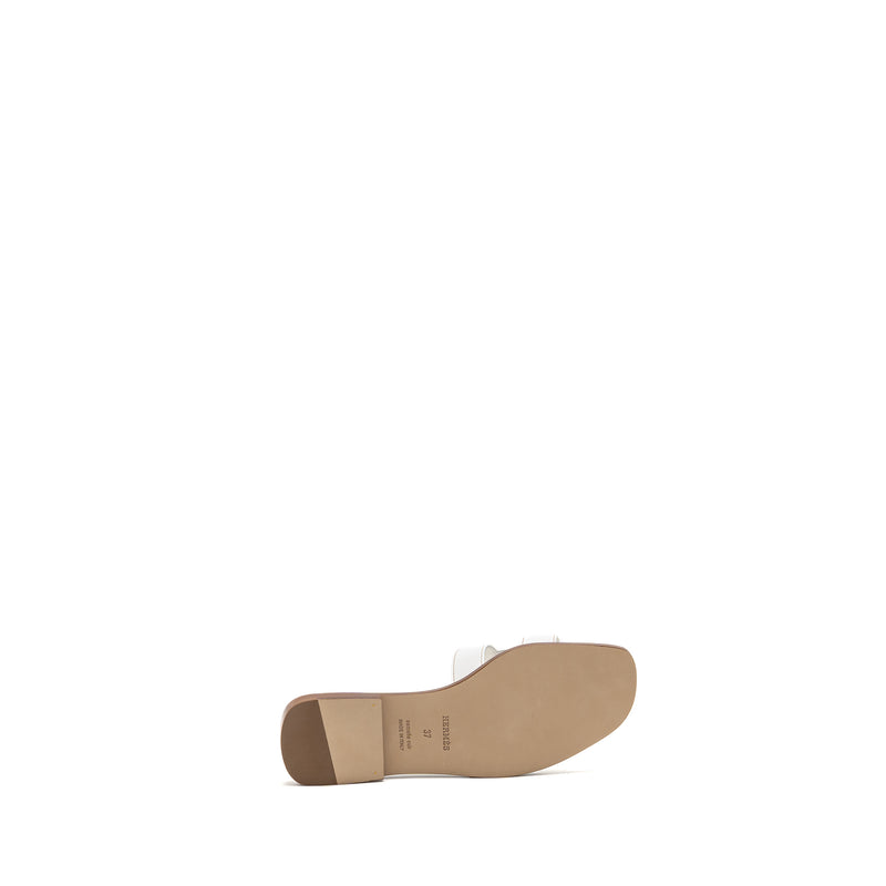 Hermes Size 37 Oran Sandals Blanc Piqures H