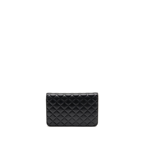 Chanel Quilted Diamond CC Logo Wallet On Chain Caviar Black SHW