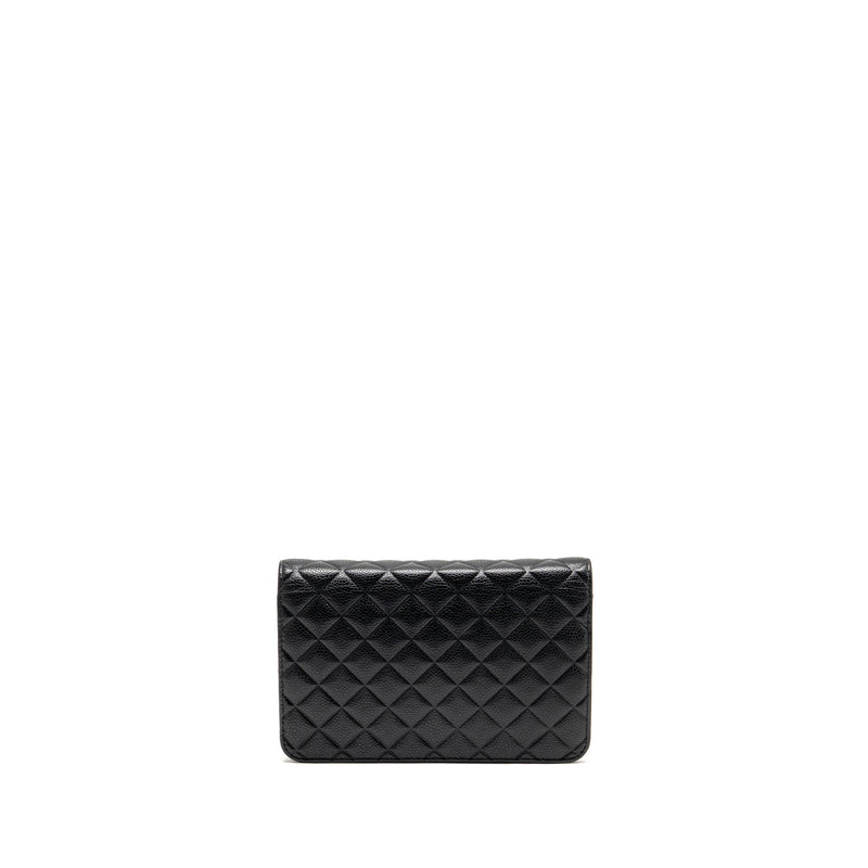 Chanel Quilted Diamond CC Logo Wallet On Chain Caviar Black SHW
