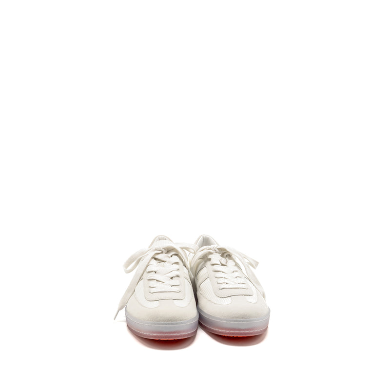 Hermes Size 44 Homme Boomerang Sneaker Mesh/ Calfskin/ Suede Blanc