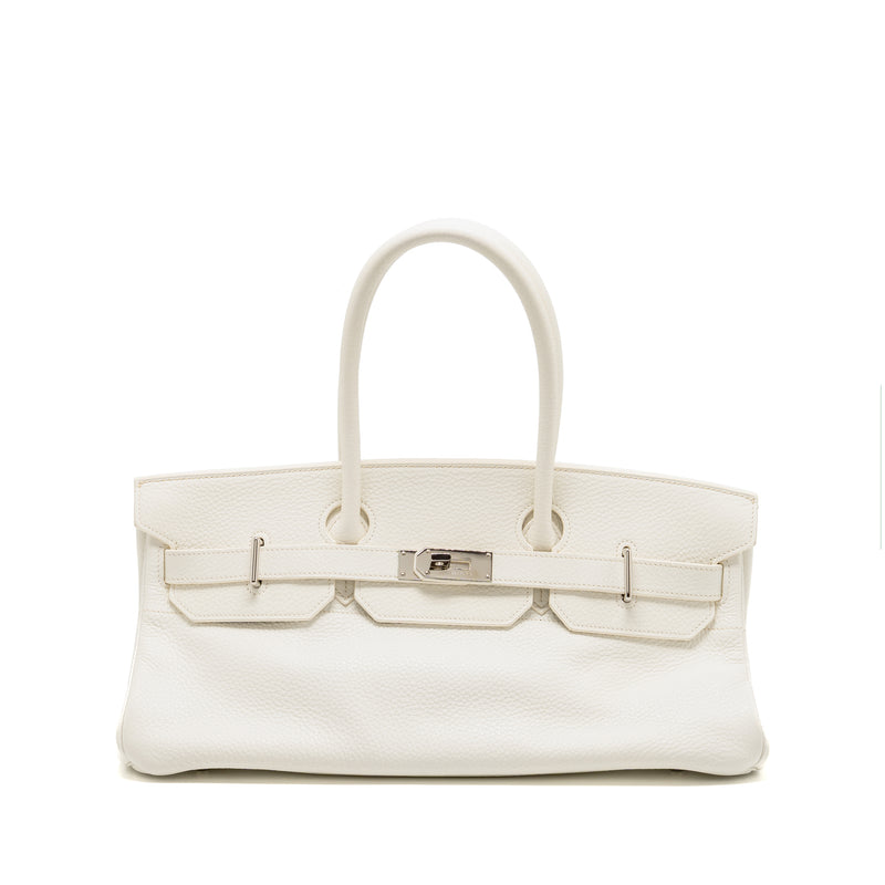 Hermes Shoulder Birkin Clemence White SHW Stamp Square M