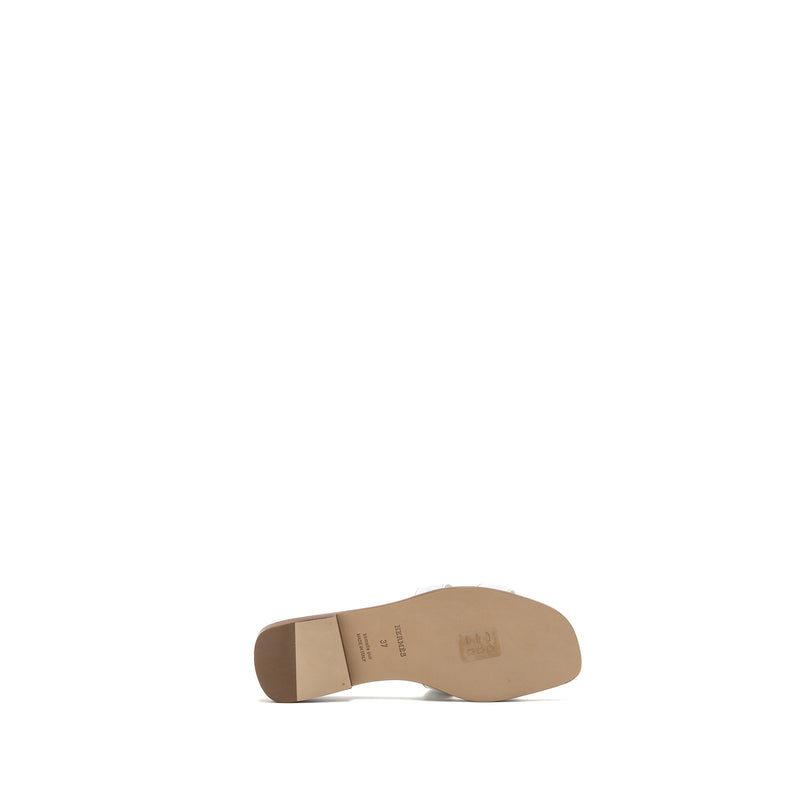 Hermes Size 37 Oran Sandals Blanc Piqures H