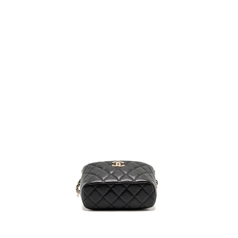 Chanel 25c detail cc logo quilted hobo bag caviar black LGHW (microchip)