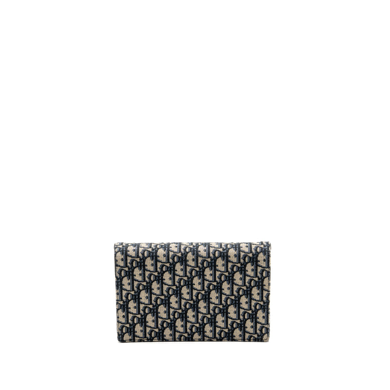 DIOR Saddle Pouch Dior Oblique Canvas Blue GHW