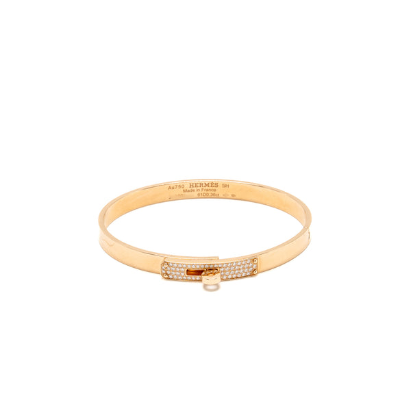 Hermes Size SH Kelly Bracelet Small Model Rose Gold, Diamonds